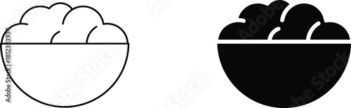 Rice bowl  icon vector graphic illustration  with white background flat hand made icon fill icon .