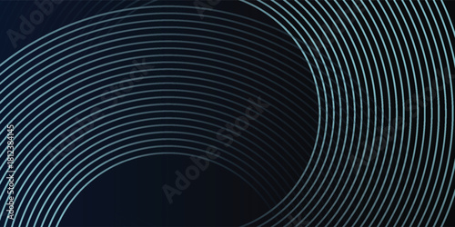 Blue abstract background with glowing circles. Swirl circular lines pattern. Geometric spiral. Twirl element. Modern graphic design. Futuristic technology concept.
