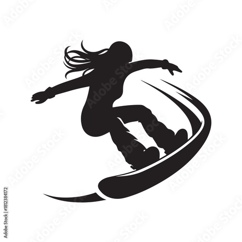 snowboard vector silhouette clip art logo design illustration. abstract snowboard icon set collection