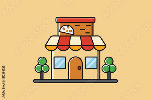 Pizzeria Dining Room Cartoon vector illustration