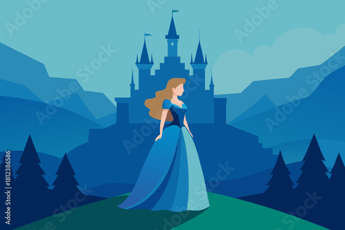 Fairytale Princess Castle Background vector illustration