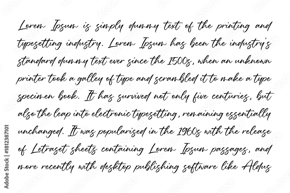 Fototapeta premium Sample of cursive handwriting text with black ink