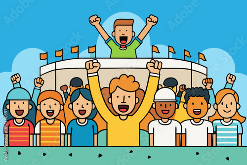 Excited Stadium Audience Background vector illustration