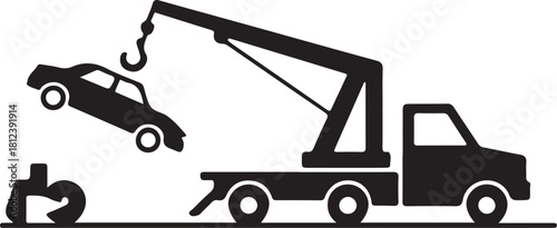 Truck & Roadside Assistance Silhouette - tow truck, towing, car, roadside assistance, vehicle recovery, accident, breakdown,