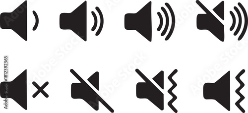 Sound volume icons set, Mute and unmute volume sound.. Sound icon, volume symbol, speaker sign