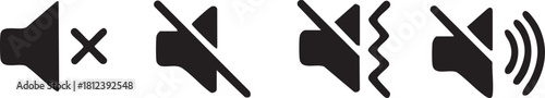 Sound volume icons set, Mute and unmute volume sound.. Sound icon, volume symbol, speaker sign