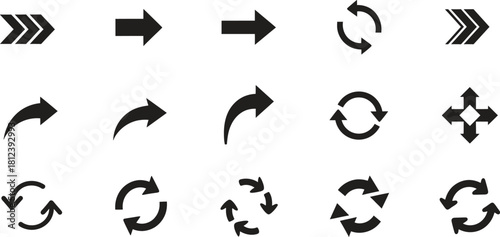 Collection of Arrow Icons Black and White Vector Set Graphic Resource