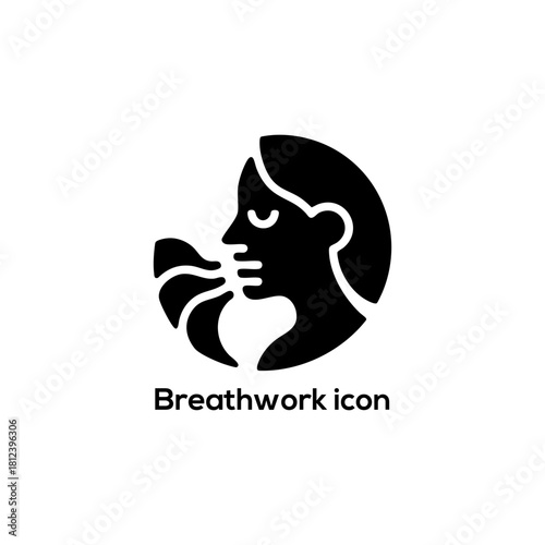 Breathwork Icon, Minimal Breathing Exercise Silhouette for Wellness, Mindfulness, Meditation, Stress Relief Apps, Therapy and Coaching Design Branding Projects

