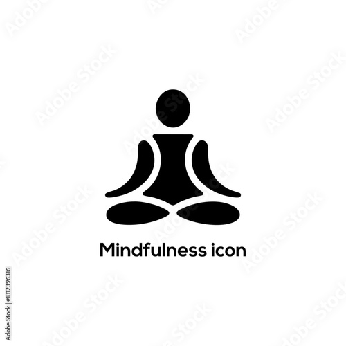 Mindfulness Meditation Icon, Minimal Sitting Person Silhouette for Wellness, Yoga, Mental Health Apps, Coaching, Therapy Branding Design and Websites

