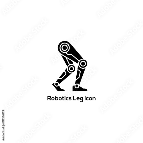 Robotic Leg Icon, Bionic Prosthetic Limb Symbol for AI Robotics, Exoskeleton Technology, Futuristic Medical Engineering Design Apps Logos Illustrations

