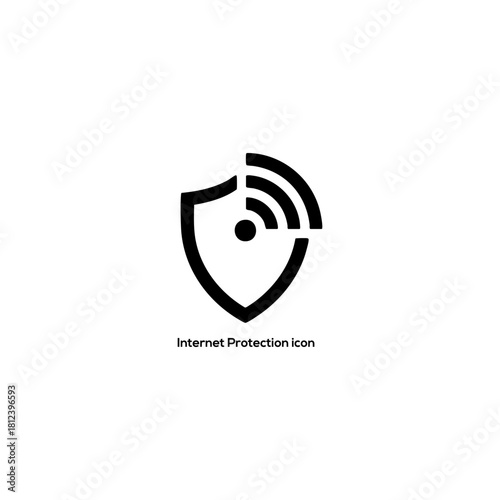 Internet Protection Shield Icon with WiFi Signal, Cybersecurity Network Safety Symbol for Secure Connection, Online Privacy and Data Security