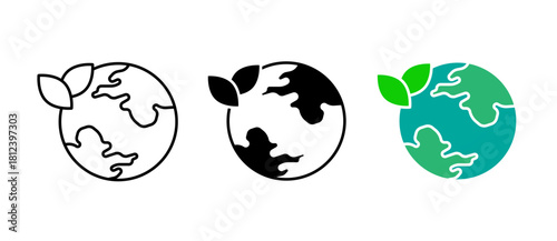 Green Earth Icon represents sustainability, eco-friendly living, environmental protection, and global nature concepts.