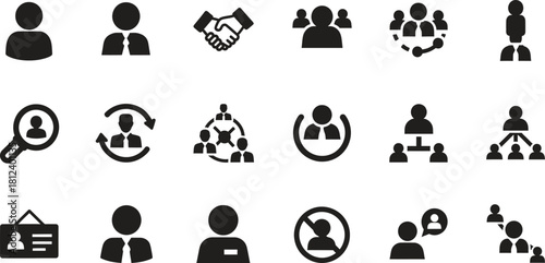 Human resources management teamwork structure recruitment and business people icons