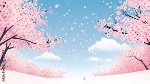 Pink Cherry Blossom Tree Landscape, Spring Scenery, Pastel Colors Cherry blossoms, Spring background