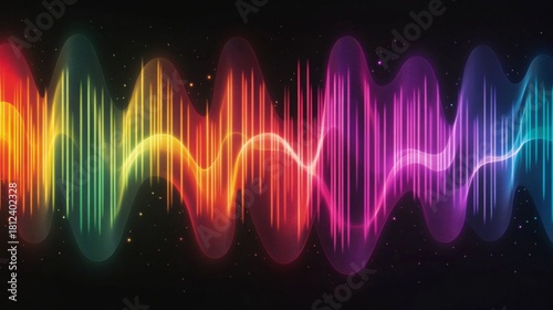 Rainbow Waveform Abstract Background, sound visualization, audio spectrum