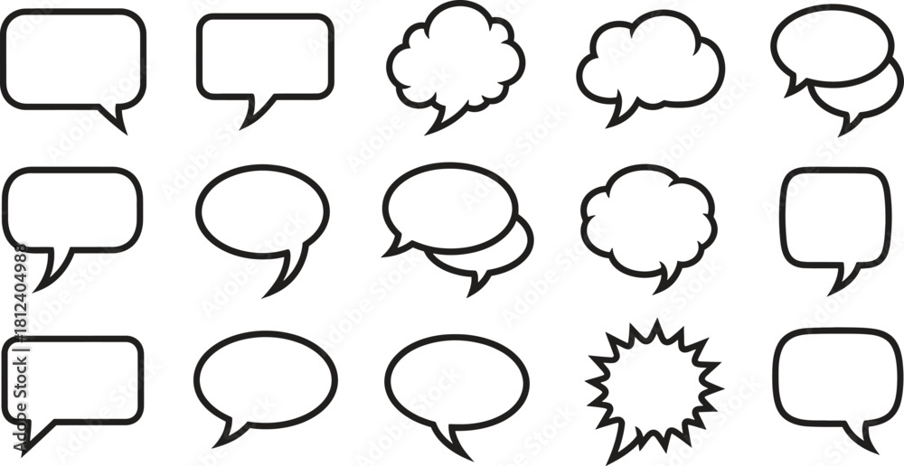 Fototapeta premium Vector speech bubbles different shapes communication balloons black and white design