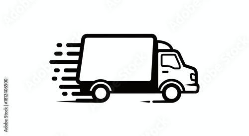 Fast delivery truck icon moving quickly isolated on