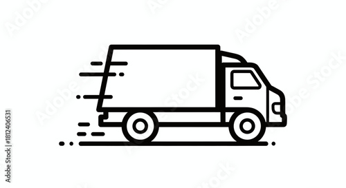 Fast delivery truck icon illustrating quick shipping service isolated on