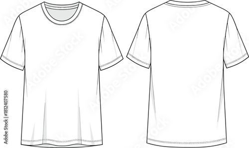 Black t shirt vector illustration showing a simple blank clothing design for casual fashion wear