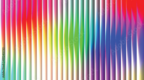 Vector illustration of vibrant vertical stripes create a dynamic rainbow gradient abstract background with bright, colorful hues