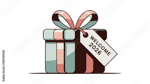 A beautifully illustrated gift box with a welcome 2026 tag.