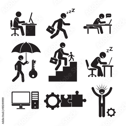 Business and Office Activity Icon Set