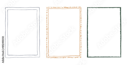 Watercolor set of a whimsical doodle frames. Cozy winter design. Hand painted element for invitation, social media and posters.