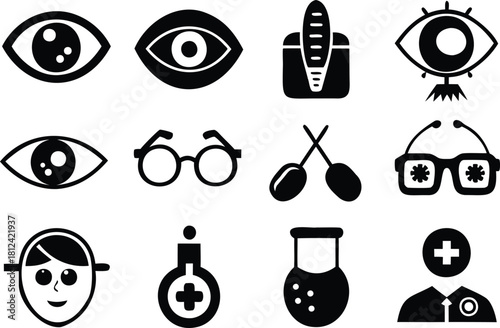 Ophthalmology and Medical Icons Set vision health