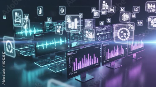 Digital Network Data Flow Abstract Background