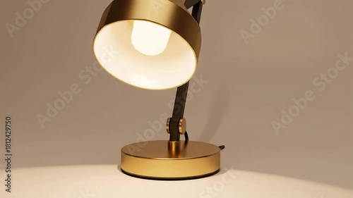 Golden Desk Lamp Slowly Adjusting Position