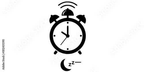 Minimalist Alarm Clock Sleep Health Silhouette Vector
