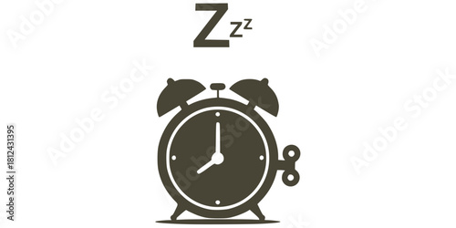 Minimalist Alarm Clock Sleep Health Silhouette Vector