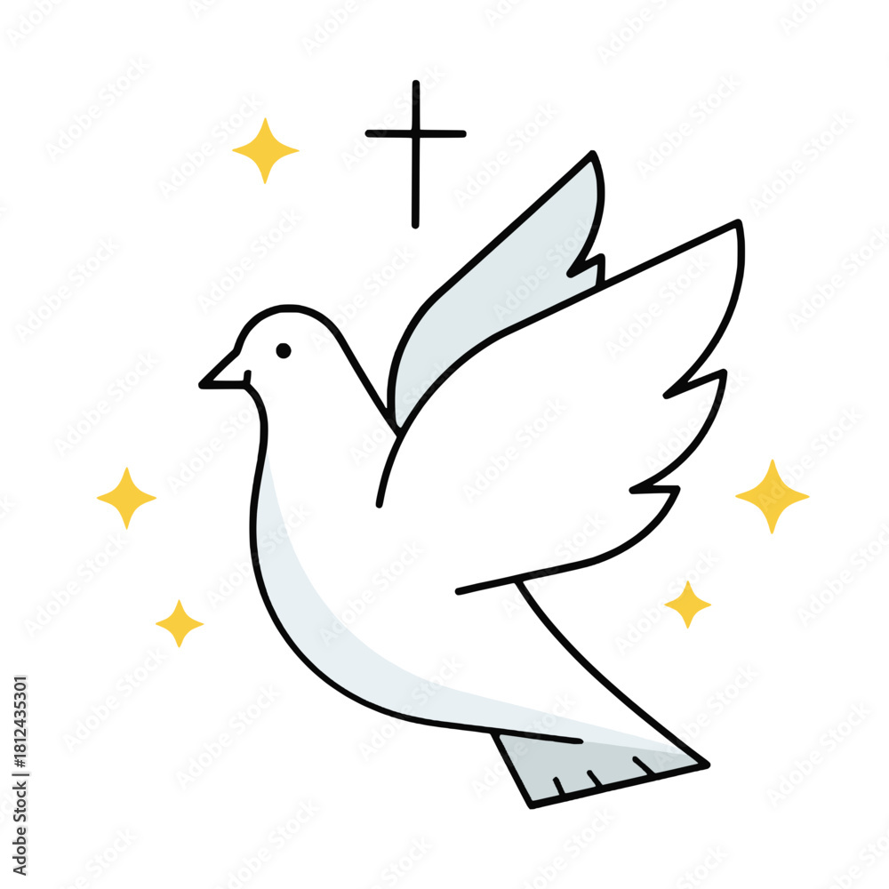 Fototapeta premium Holy Spirit Dove with Cross and Sparkle