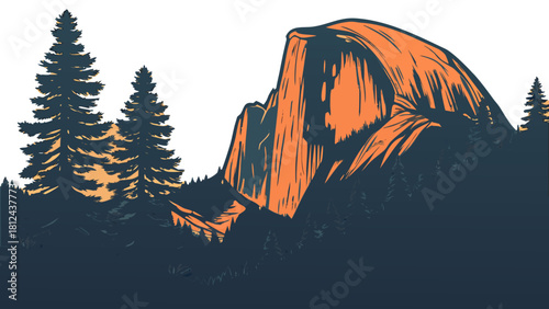 Yosemite Half Dome silhouette iconic minimal