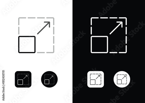 Scale bigger, expand arrow outline line icon symbol sign vector