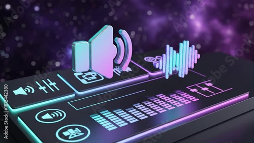 Neon equalizer pulses with vibrant sound waves