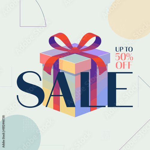 Vector retail banner with gift box and special offer text – Great for marketing materials, seasonal sales, or web graphics.