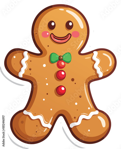 Gingerbread man Christmas ornament – cute sticker illustration