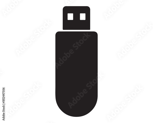Black usb flash drive isolated on white background for data storage