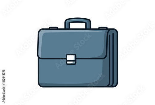 Classic blue briefcase icon on white background for professional and office use