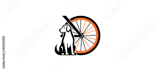 Dog with Bike Emblem: A unique emblem features a dog creatively integrated with a bicycle wheel, blending animal companionship and the spirit of cycling.