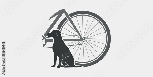 Companion Cycle: A unique emblem featuring a bicycle's silhouette next to a loyal dog, symbolizing the bond between humans and their canine friends in outdoor activities.