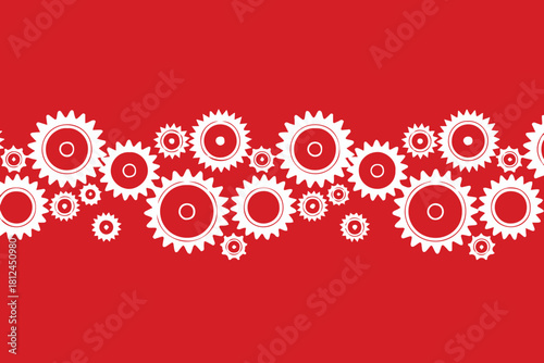 gear mechanical gear pattern white gears on red background