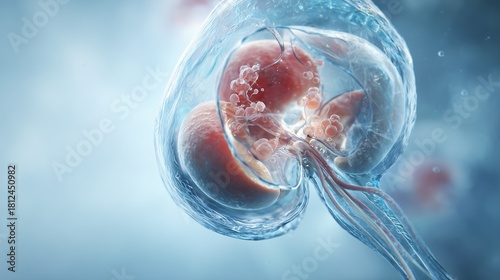 Ultra-realistic scientific illustration of prenatal care and birth defect prevention, close-up fetus development inside womb, detailed medical diagrams blended with photorealistic imagery
