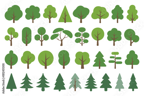 tree layered vector trees collection coniferous and deciduous forms