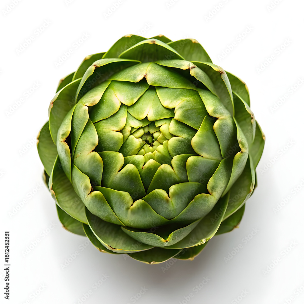 Fototapeta premium Fresh Green Artichoke Isolated on White Background