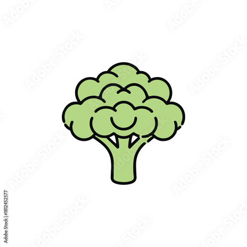 PrintCartoon style broccoli illustration isolated on white background