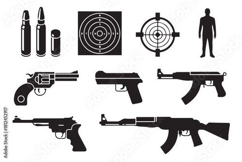 firearm silhouettes cartridges targets pistols rifles revolvers