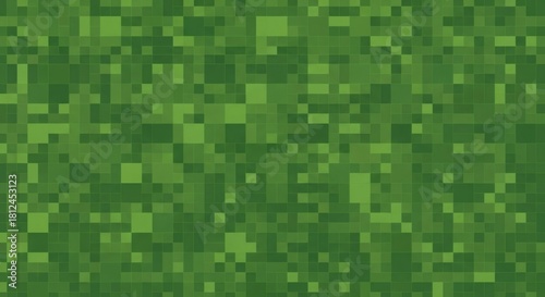 Pixelated green background with varying shades of green, creating a textured and abstract digital art piece