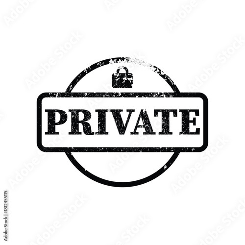 Grunge private stamp impression isolated on white secure restriction confidential access forbidden area